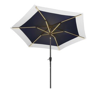 Nancy 9 ft. Classic Coastal 2-Tone Solar LED Market Patio Umbrella