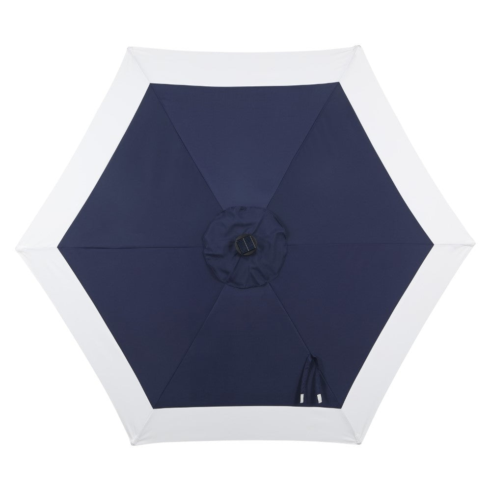 Nancy 9 ft. Classic Coastal 2-Tone Solar LED Market Patio Umbrella