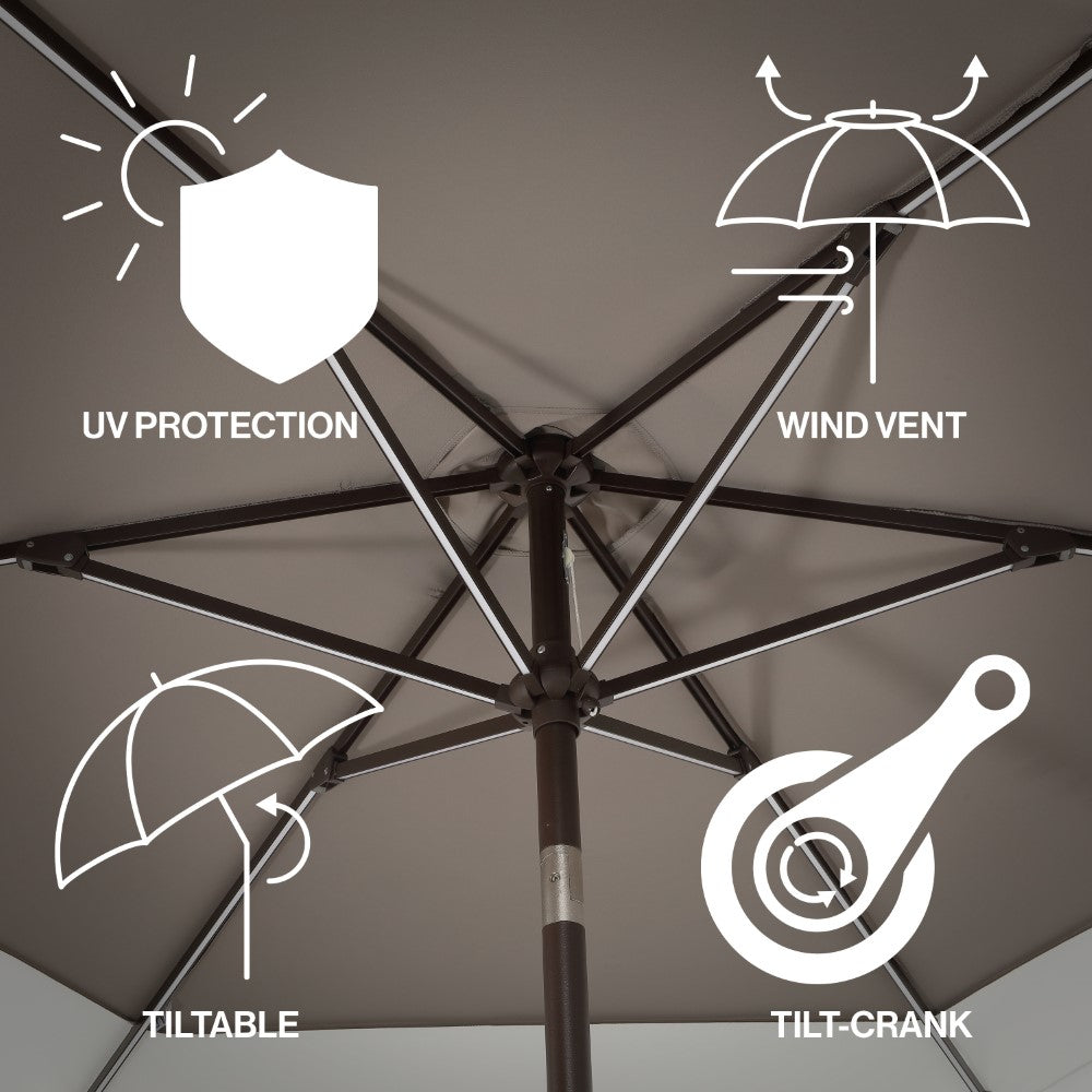 Nancy 9 ft. Classic Coastal 2-Tone Solar LED Market Patio Umbrella