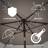 Nancy 9 ft. Classic Coastal 2-Tone Solar LED Market Patio Umbrella