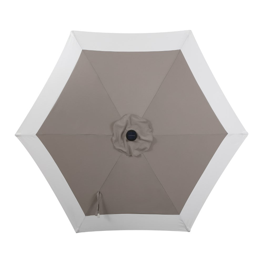 Nancy 9 ft. Classic Coastal 2-Tone Solar LED Market Patio Umbrella