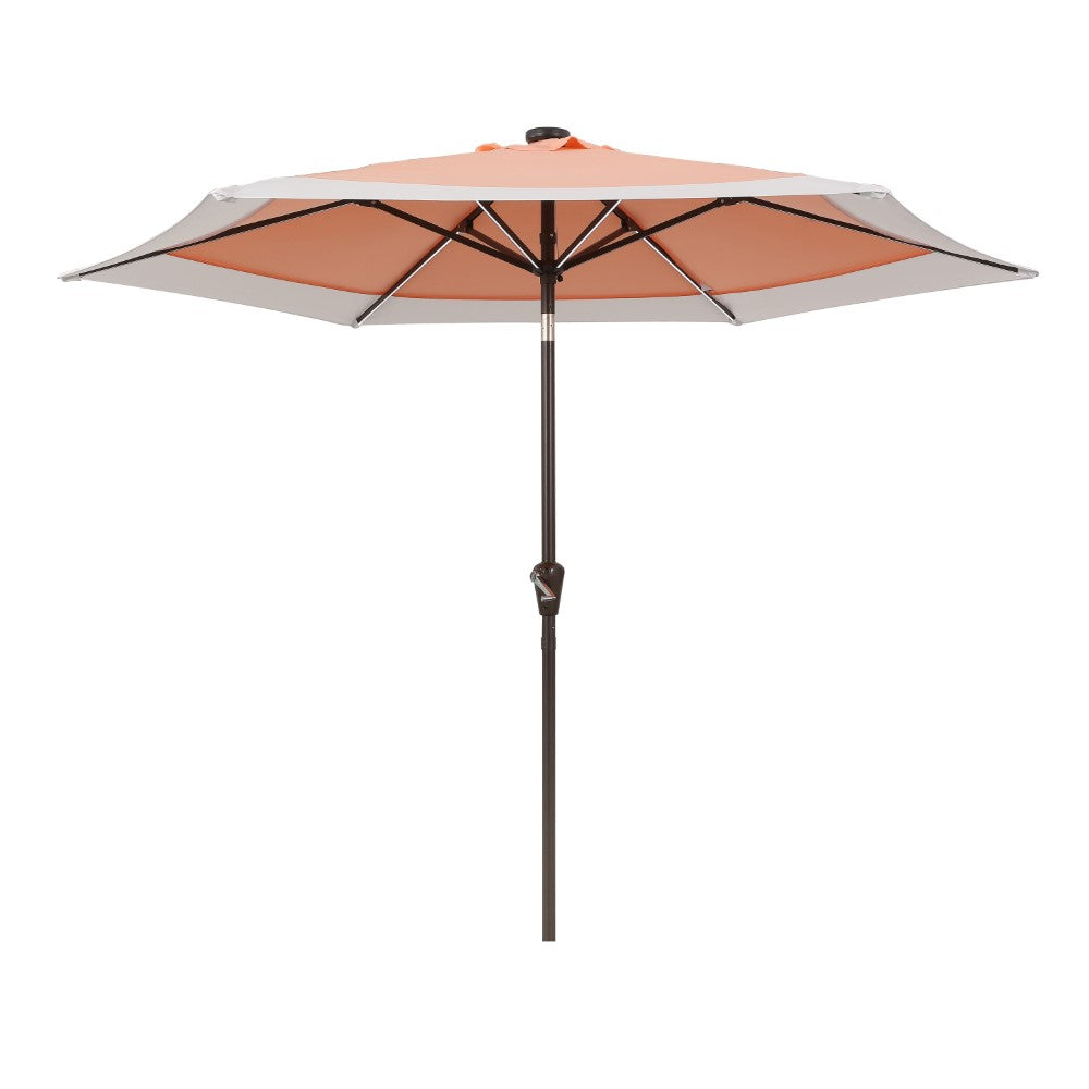 Nancy 9 ft. Classic Coastal 2-Tone Solar LED Market Patio Umbrella