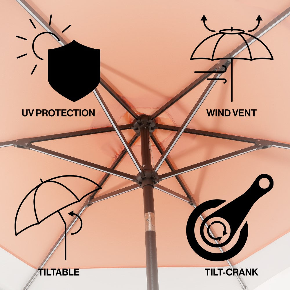 Nancy 9 ft. Classic Coastal 2-Tone Solar LED Market Patio Umbrella