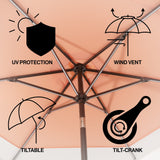 Nancy 9 ft. Classic Coastal 2-Tone Solar LED Market Patio Umbrella