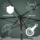 Nancy 9 ft. Classic Coastal 2-Tone Solar LED Market Patio Umbrella