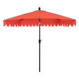 Shah Arc 9 ft. Classic MidCentury Scalloped Fringe Market Patio Half Umbrella with CrankTilt Button and UV Protection