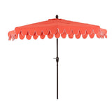 Shah Arc 9 ft. Classic MidCentury Scalloped Fringe Market Patio Half Umbrella with CrankTilt Button and UV Protection