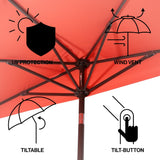 Shah Arc 9 ft. Classic MidCentury Scalloped Fringe Market Patio Half Umbrella with CrankTilt Button and UV Protection