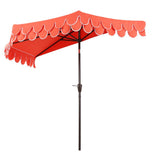 Shah Arc 9 ft. Classic MidCentury Scalloped Fringe Market Patio Half Umbrella with CrankTilt Button and UV Protection