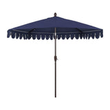 Shah Arc 9 ft. Classic MidCentury Scalloped Fringe Market Patio Half Umbrella with CrankTilt Button and UV Protection