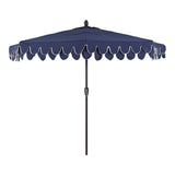 Shah Arc 9 ft. Classic MidCentury Scalloped Fringe Market Patio Half Umbrella with CrankTilt Button and UV Protection