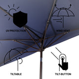 Shah Arc 9 ft. Classic MidCentury Scalloped Fringe Market Patio Half Umbrella with CrankTilt Button and UV Protection