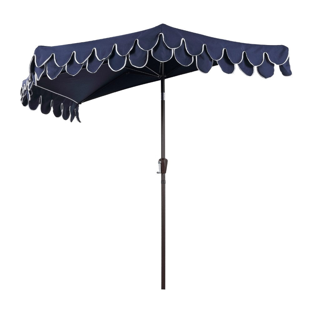 Shah Arc 9 ft. Classic MidCentury Scalloped Fringe Market Patio Half Umbrella with CrankTilt Button and UV Protection