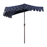 Shah Arc 9 ft. Classic MidCentury Scalloped Fringe Market Patio Half Umbrella with CrankTilt Button and UV Protection