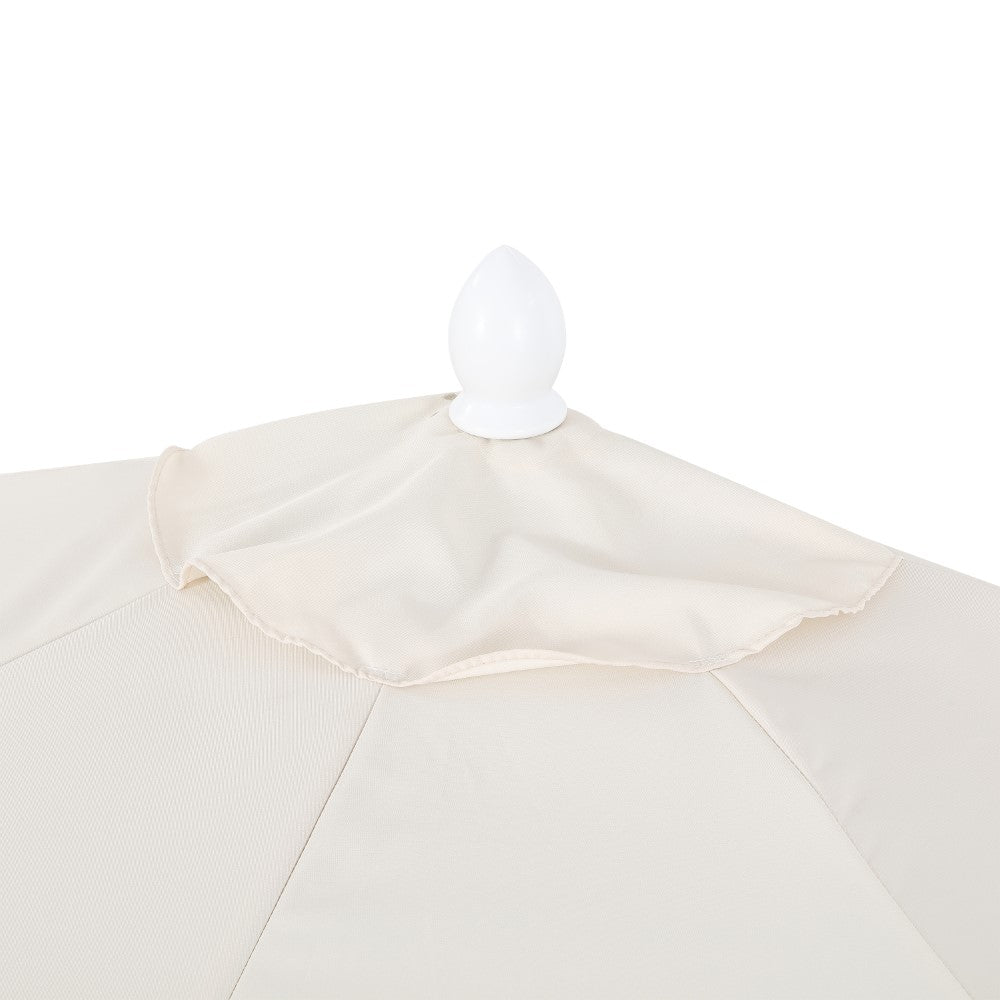 Shah Arc 9 ft. Classic MidCentury Scalloped Fringe Market Patio Half Umbrella with CrankTilt Button and UV Protection