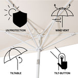Shah Arc 9 ft. Classic MidCentury Scalloped Fringe Market Patio Half Umbrella with CrankTilt Button and UV Protection