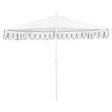 Shah Arc 9 ft. Classic MidCentury Scalloped Fringe Market Patio Half Umbrella with CrankTilt Button and UV Protection