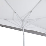 Shah Arc 9 ft. Classic MidCentury Scalloped Fringe Market Patio Half Umbrella with CrankTilt Button and UV Protection