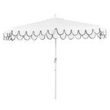 Shah Arc 9 ft. Classic MidCentury Scalloped Fringe Market Patio Half Umbrella with CrankTilt Button and UV Protection
