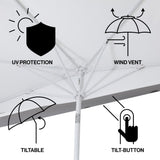 Shah Arc 9 ft. Classic MidCentury Scalloped Fringe Market Patio Half Umbrella with CrankTilt Button and UV Protection