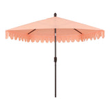 Shah Arc 9 ft. Classic MidCentury Scalloped Fringe Market Patio Half Umbrella with CrankTilt Button and UV Protection