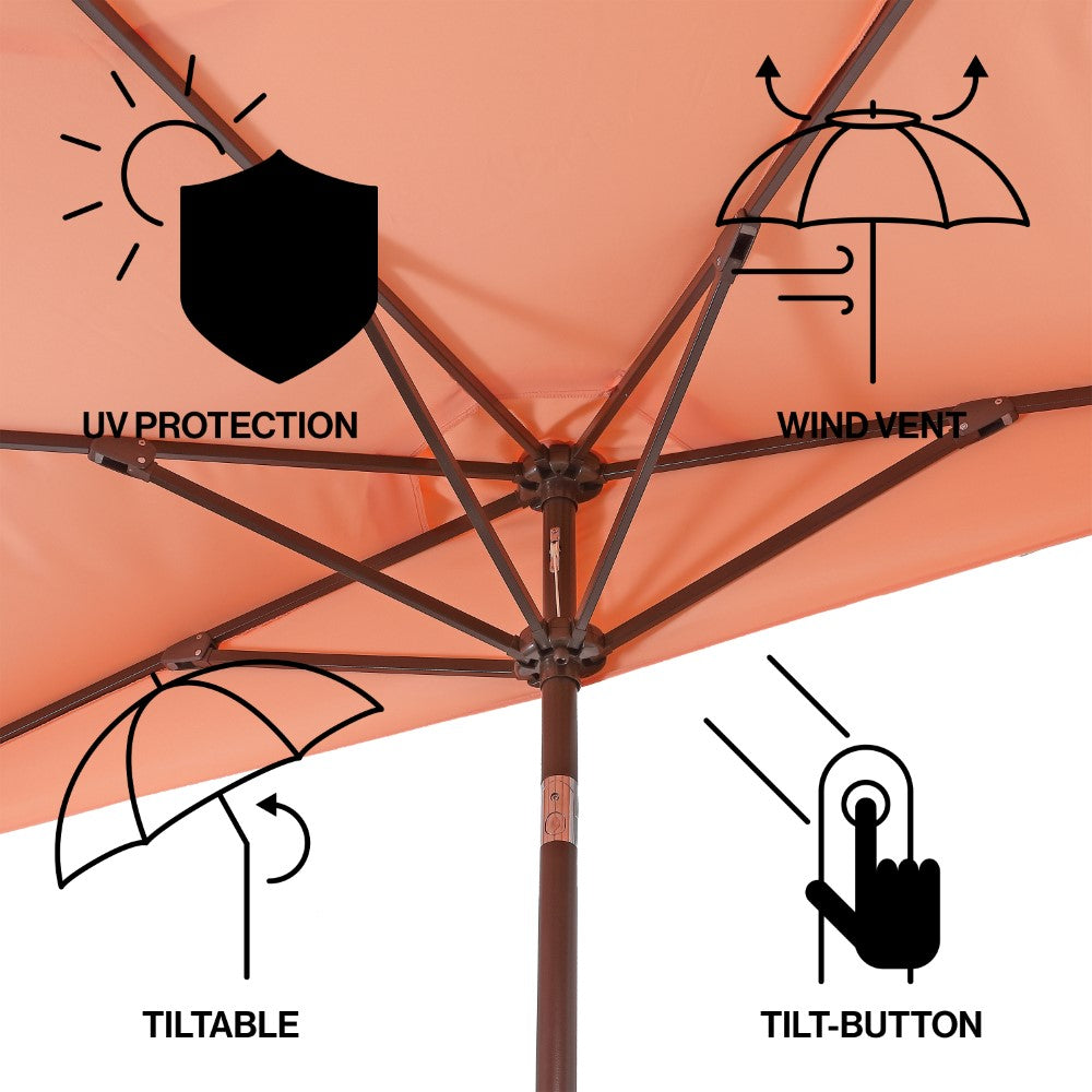 Shah Arc 9 ft. Classic MidCentury Scalloped Fringe Market Patio Half Umbrella with CrankTilt Button and UV Protection