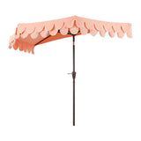 Shah Arc 9 ft. Classic MidCentury Scalloped Fringe Market Patio Half Umbrella with CrankTilt Button and UV Protection