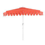 Shah Arc 9 ft. Classic MidCentury Scalloped Fringe Market Patio Half Umbrella with CrankTilt Button and UV Protection