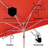 Shah Arc 9 ft. Classic MidCentury Scalloped Fringe Market Patio Half Umbrella with CrankTilt Button and UV Protection