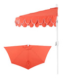 Shah Arc 9 ft. Classic MidCentury Scalloped Fringe Market Patio Half Umbrella with CrankTilt Button and UV Protection