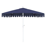 Shah Arc 9 ft. Classic MidCentury Scalloped Fringe Market Patio Half Umbrella with CrankTilt Button and UV Protection