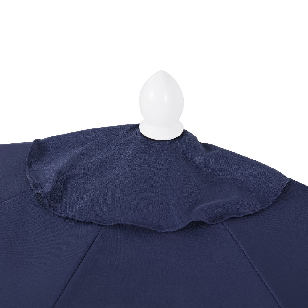 Shah Arc 9 ft. Classic MidCentury Scalloped Fringe Market Patio Half Umbrella with CrankTilt Button and UV Protection