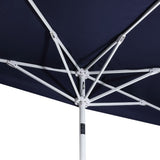 Shah Arc 9 ft. Classic MidCentury Scalloped Fringe Market Patio Half Umbrella with CrankTilt Button and UV Protection