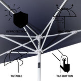 Shah Arc 9 ft. Classic MidCentury Scalloped Fringe Market Patio Half Umbrella with CrankTilt Button and UV Protection