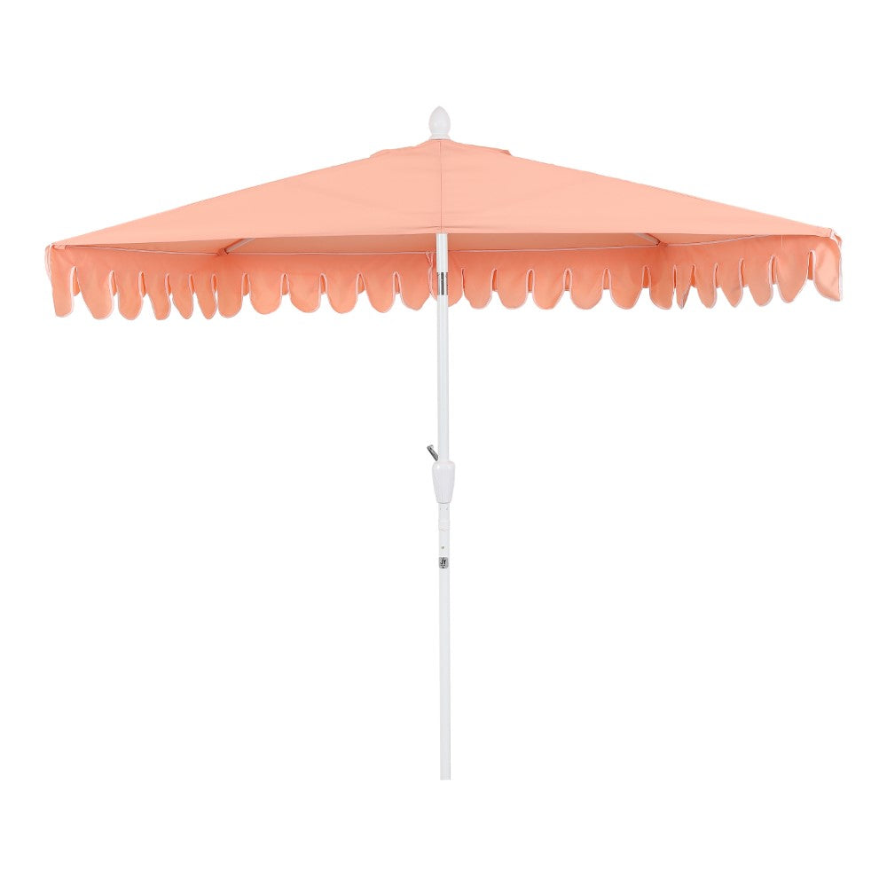 Shah Arc 9 ft. Classic MidCentury Scalloped Fringe Market Patio Half Umbrella with CrankTilt Button and UV Protection