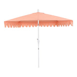 Shah Arc 9 ft. Classic MidCentury Scalloped Fringe Market Patio Half Umbrella with CrankTilt Button and UV Protection