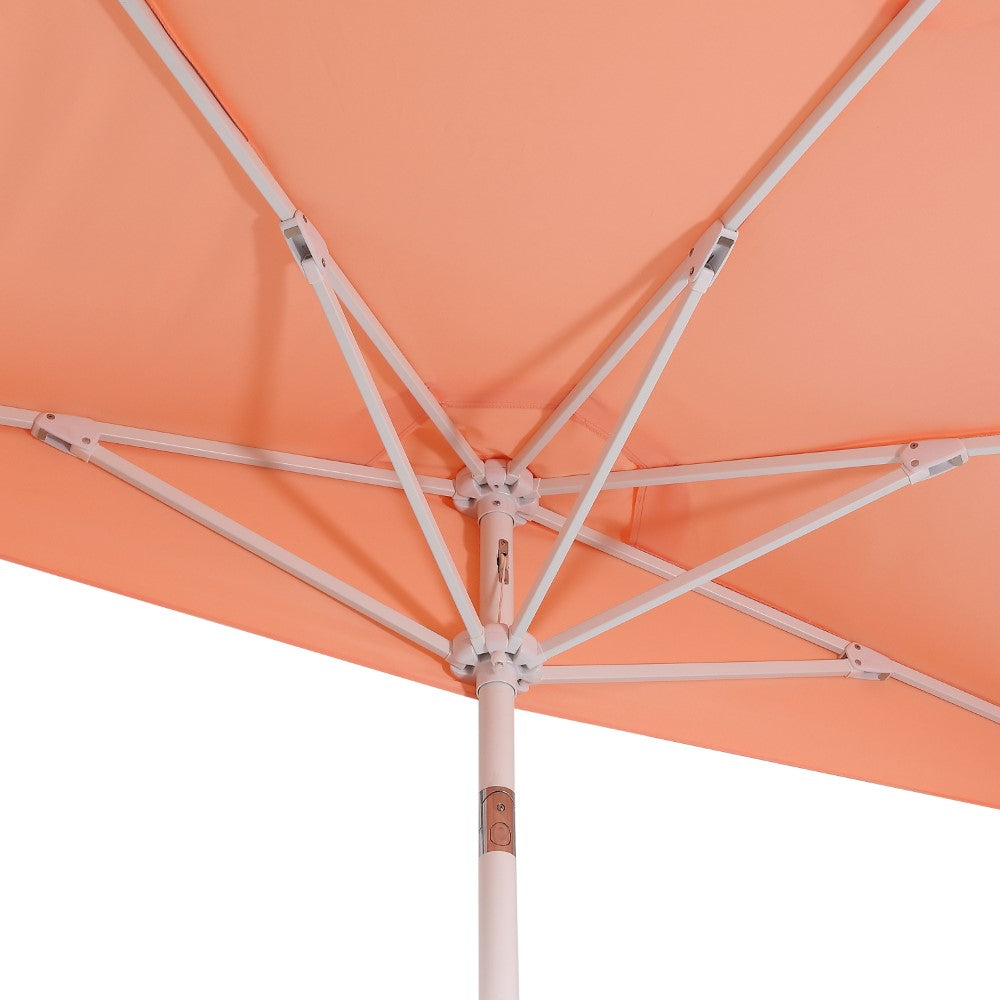 Shah Arc 9 ft. Classic MidCentury Scalloped Fringe Market Patio Half Umbrella with CrankTilt Button and UV Protection