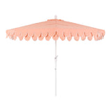 Shah Arc 9 ft. Classic MidCentury Scalloped Fringe Market Patio Half Umbrella with CrankTilt Button and UV Protection