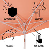 Shah Arc 9 ft. Classic MidCentury Scalloped Fringe Market Patio Half Umbrella with CrankTilt Button and UV Protection