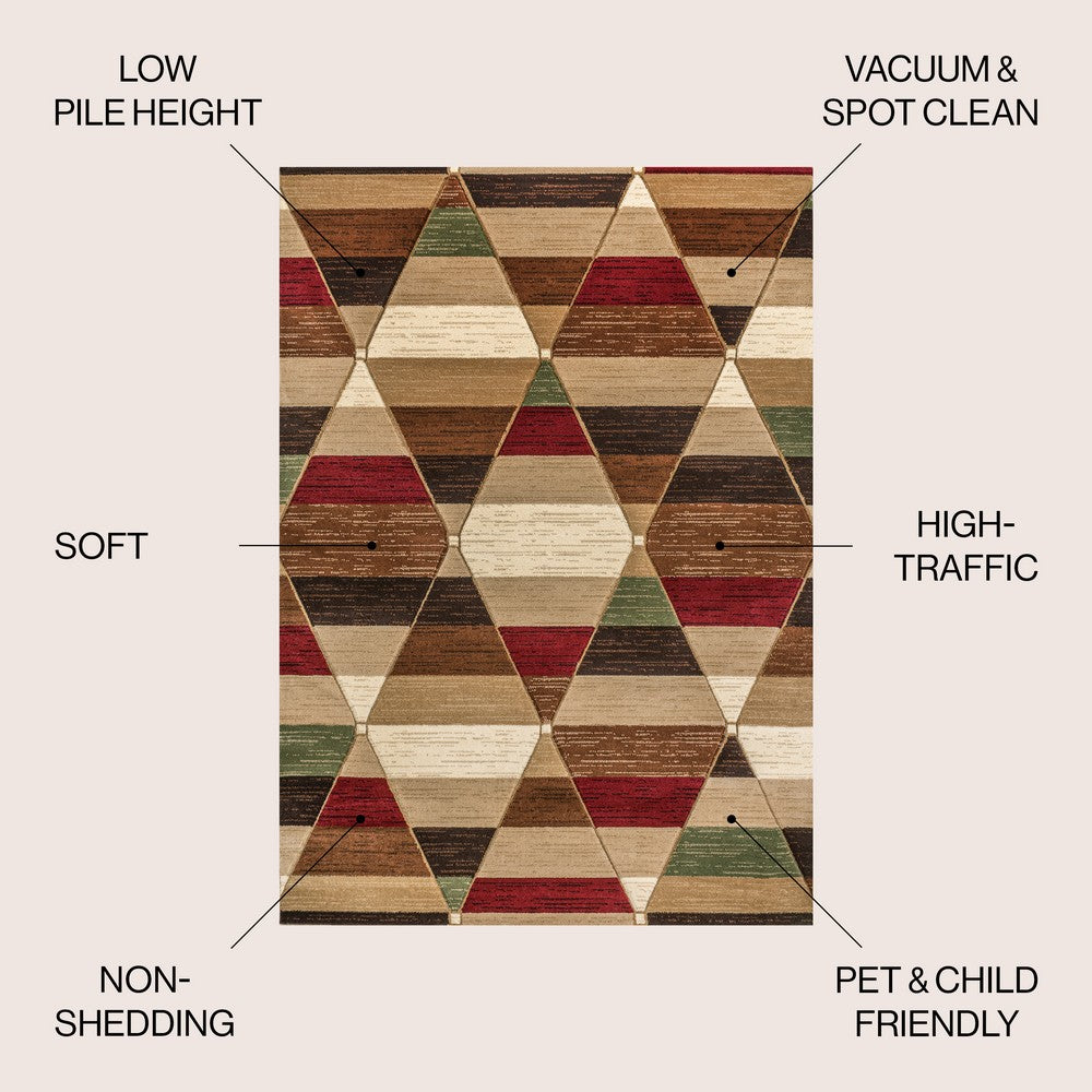 Unique Retro Diamonds Geometric Area Rug