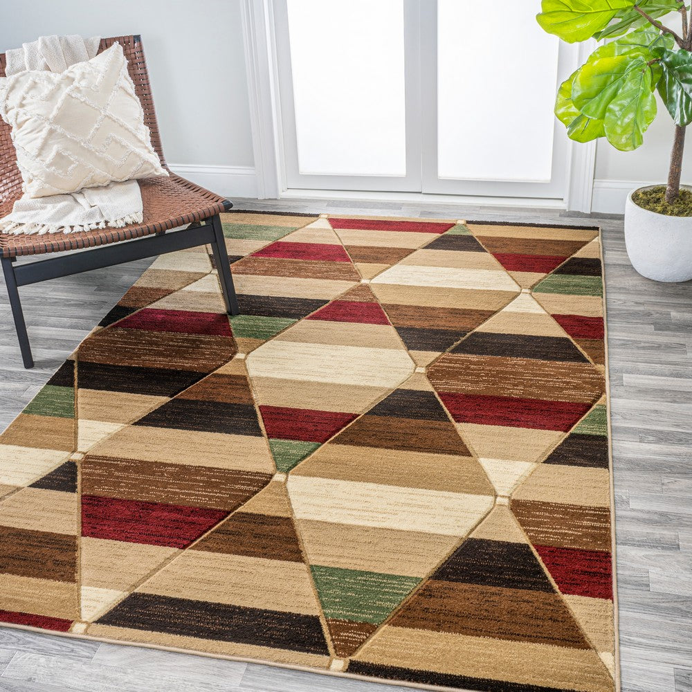 Unique Retro Diamonds Geometric Area Rug