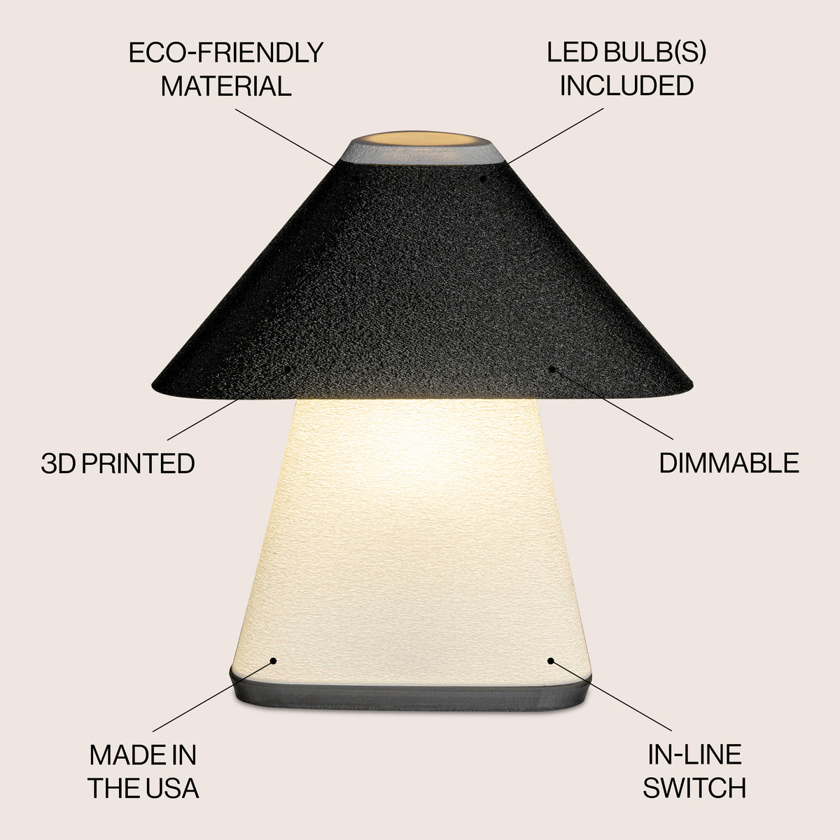 Joni 11.63" Modern Contemporary Plant-Based PLA 3D Printed Dimmable LED Table Lamp