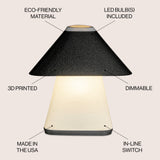 Joni 11.63" Modern Contemporary Plant-Based PLA 3D Printed Dimmable LED Table Lamp