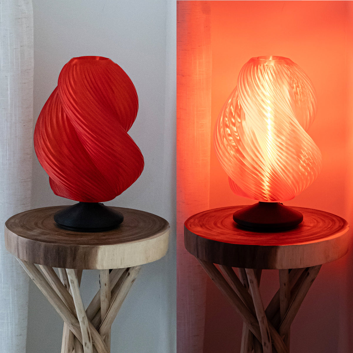 Swedish 13.5" Mid-Century Coastal Plant-Based PLA 3D Printed Dimmable LED Table Lamp