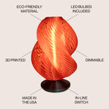 Swedish 13.5" Mid-Century Coastal Plant-Based PLA 3D Printed Dimmable LED Table Lamp
