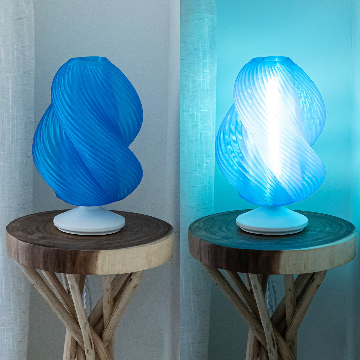 Swedish 13.5" Mid-Century Coastal Plant-Based PLA 3D Printed Dimmable LED Table Lamp