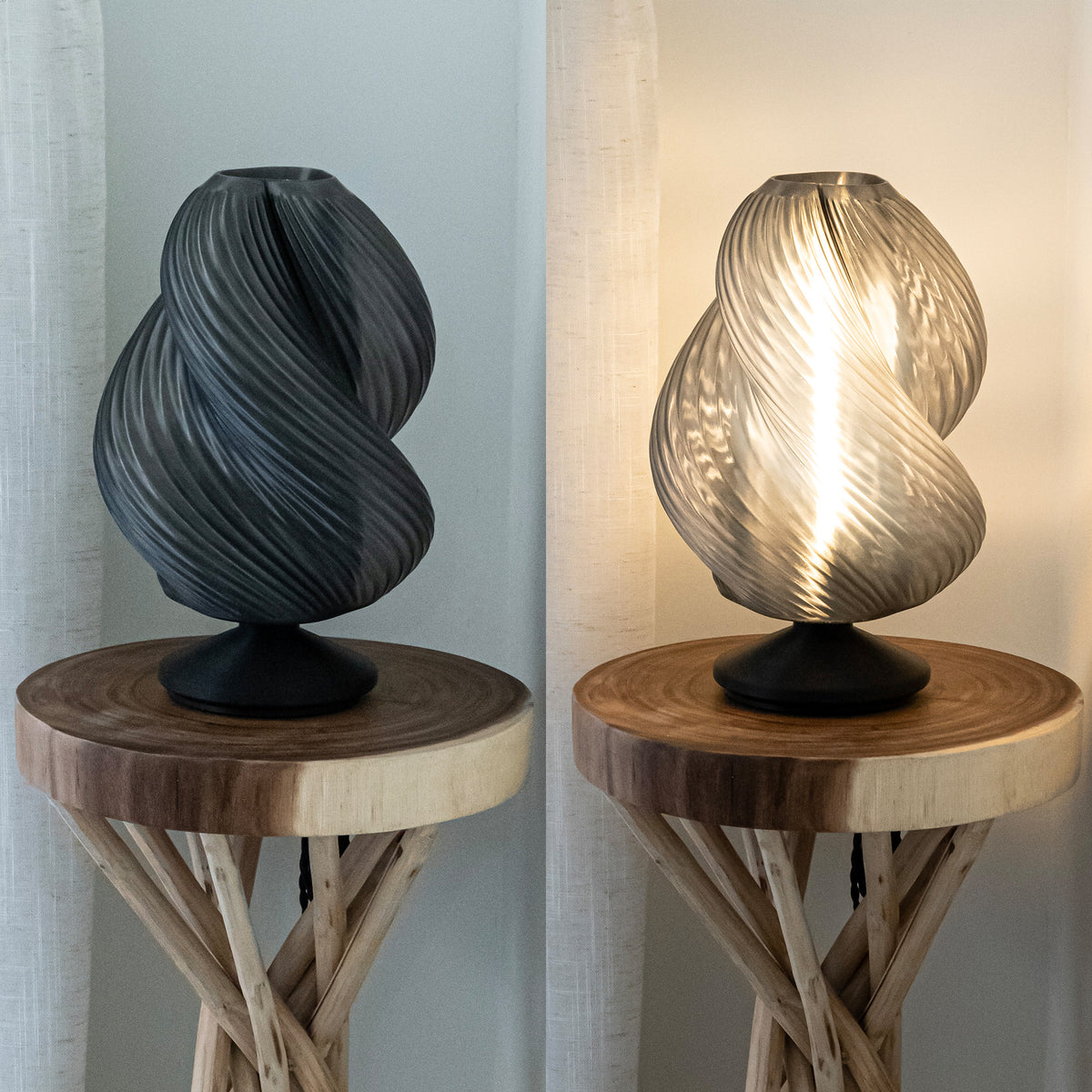 Swedish 13.5" Mid-Century Coastal Plant-Based PLA 3D Printed Dimmable LED Table Lamp