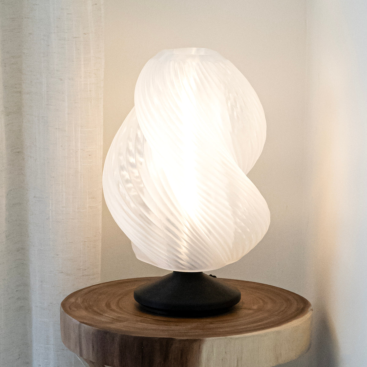 Swedish 13.5" Mid-Century Coastal Plant-Based PLA 3D Printed Dimmable LED Table Lamp