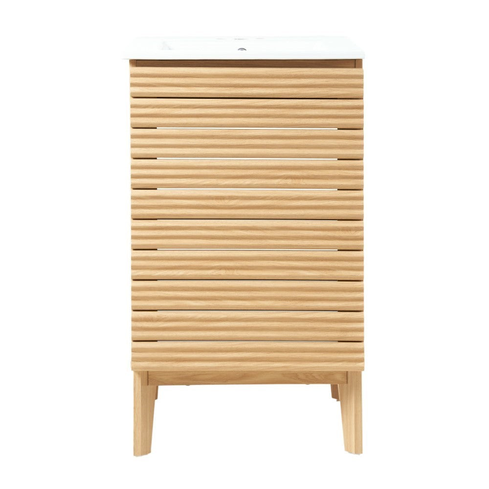 Calandre Thin Linear Slat Modern Farmhouse 2-Shelf Bath Vanity Cabinet Only (Sink Basin not Included) - JONATHAN Y