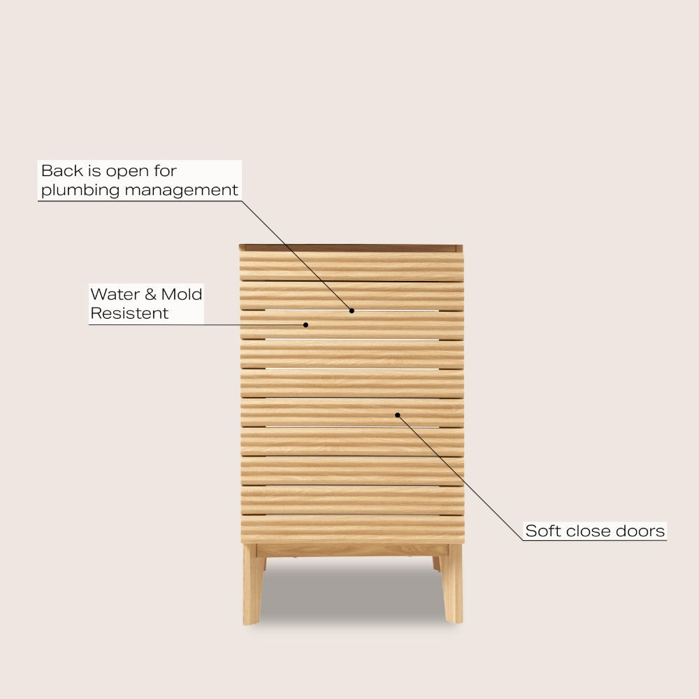 Calandre Thin Linear Slat Modern Farmhouse 2-Shelf Bath Vanity Cabinet Only (Sink Basin not Included) - JONATHAN Y